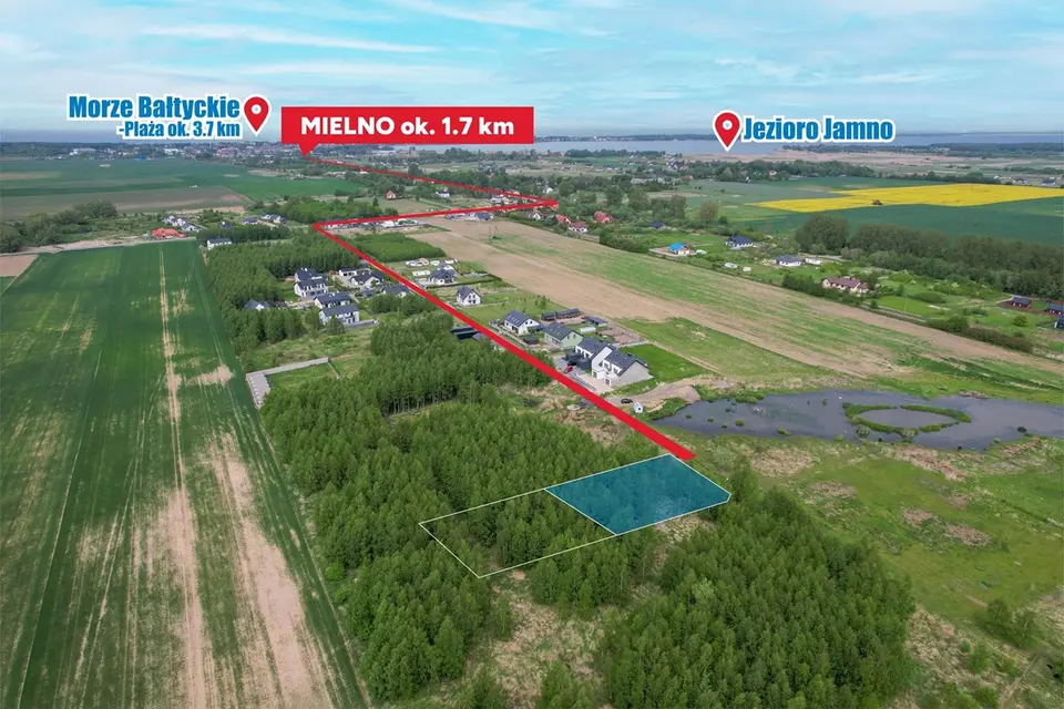 Działka budowlana 1029m2 z WZ w Strzeżenicach blisko Mielna. – Strzeżenice