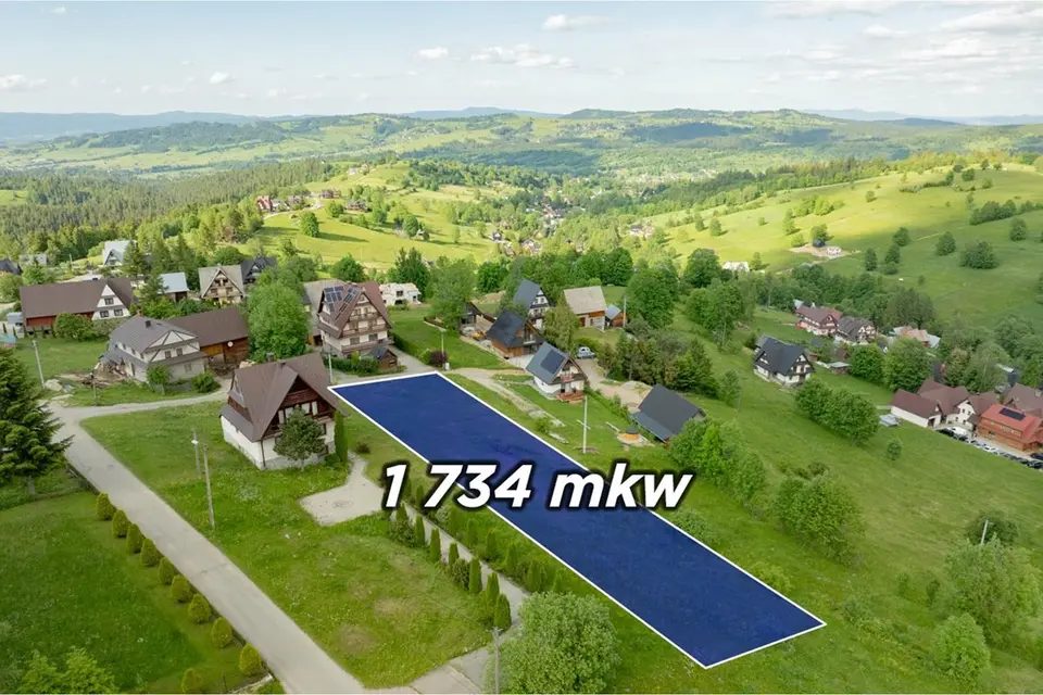 Działka widokowa w miejscowości Brzegi, gmina Bukowian Tatrzańska o powierzchni 1734 m2.